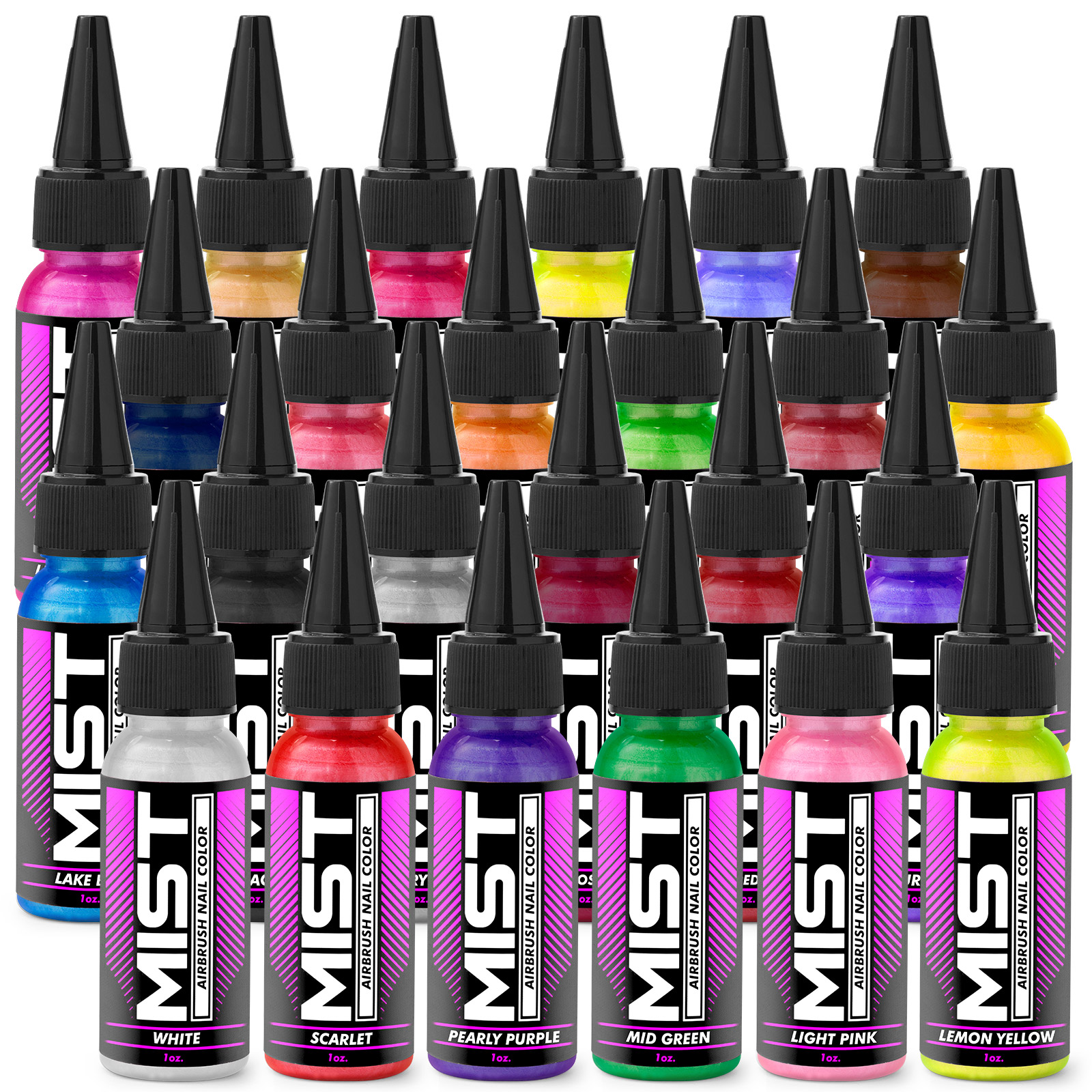 PointZero Complete Airbrush Nail Art Kit 24 Color 480 Stencil Set