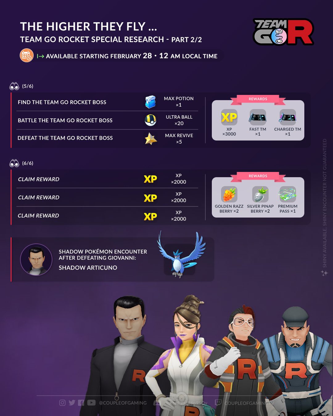 The Higher They Fly Team GO Rocket Special Research Tasks and Rewards