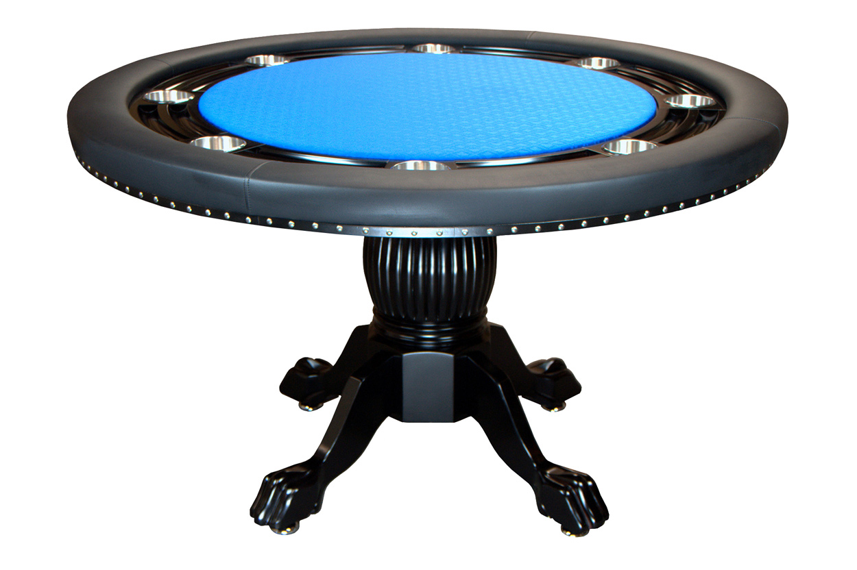 Nighthawk Round Poker Table with 6 Lounge Chairs Blue Speed Cloth