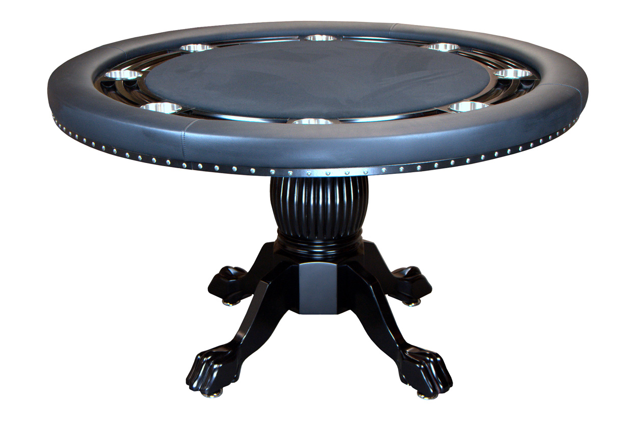 Nighthawk Round Poker Table with 6 Dining Chairs Black Speed Cloth