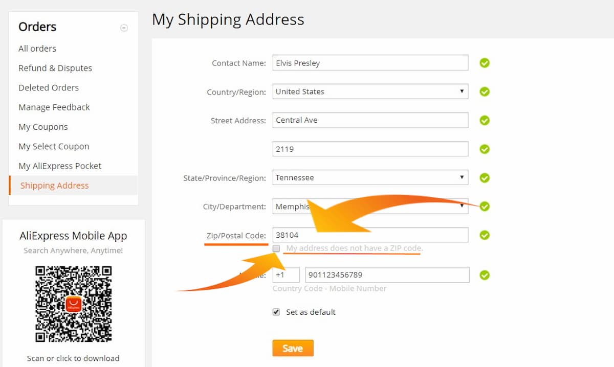 Address on AliExpress how to FILL with EXAMPLES
