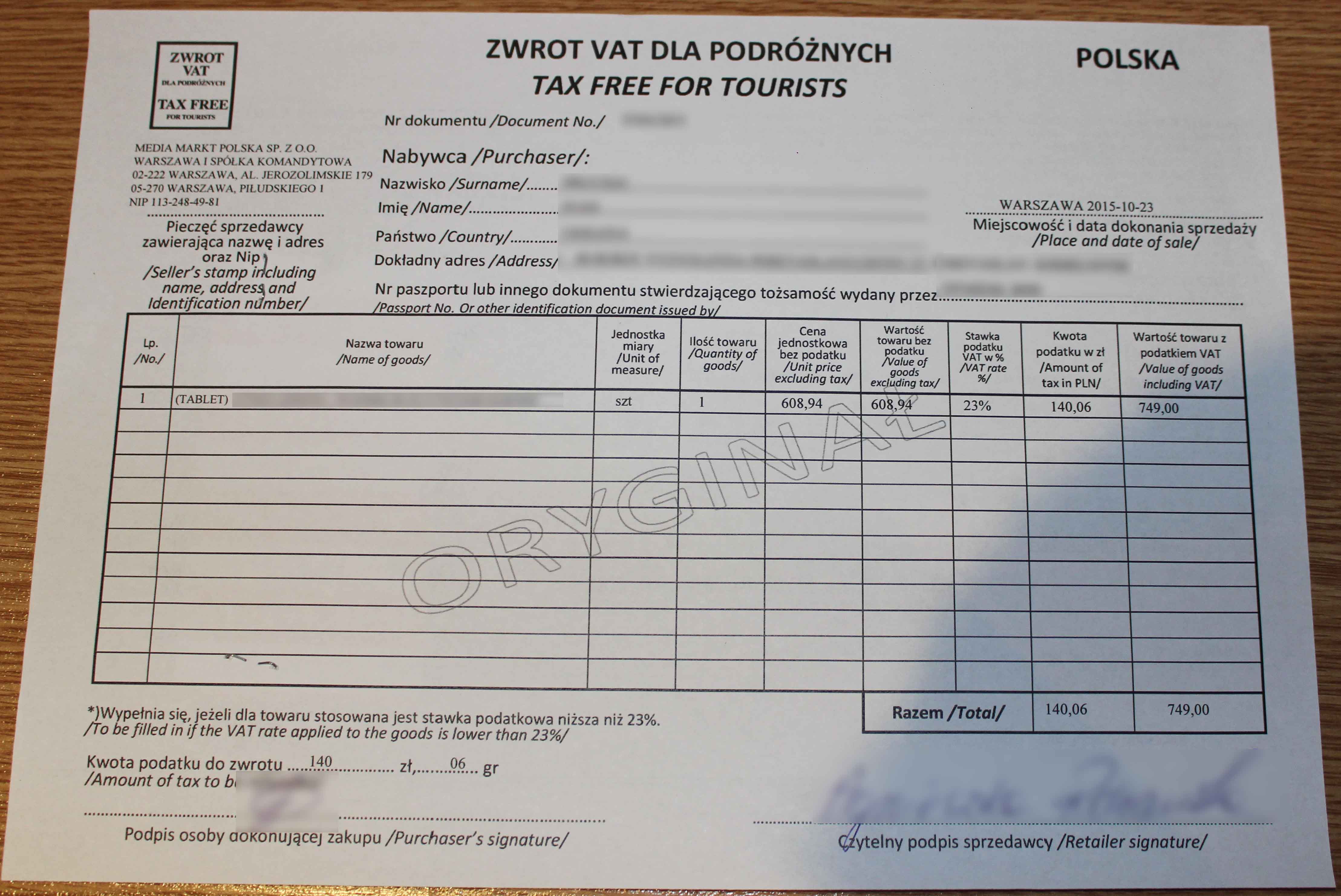 Возврат TAX FREE с Польши Блог про Польщу
