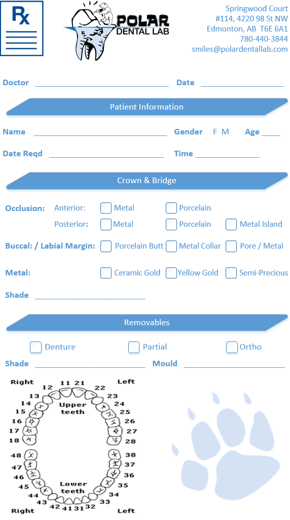Rx Forms Polar Dental Lab