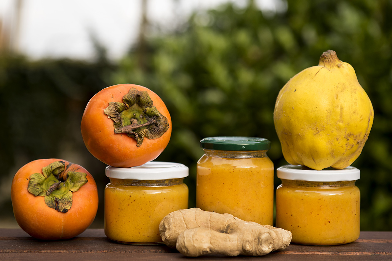 Persimmon Jam, with Quince and Ginger Polenta & Baccalá