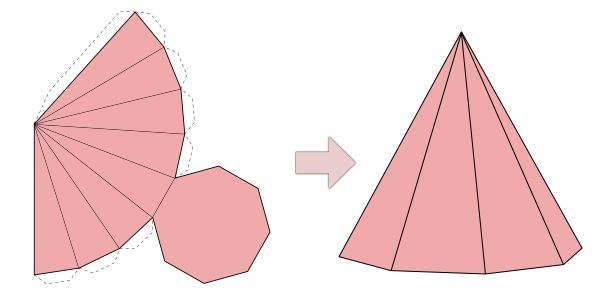Pirámide octagonal para armar Poliedros de papel