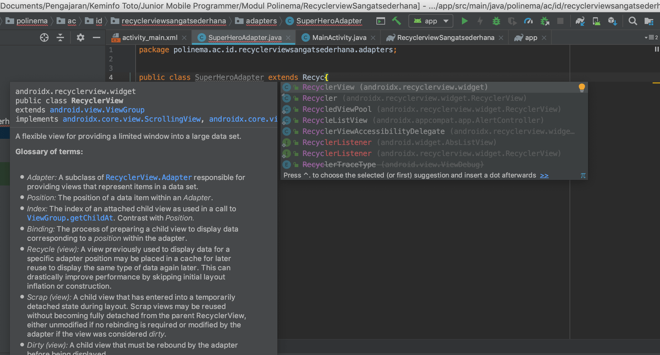 Recyclerview Sederhana · GitBook