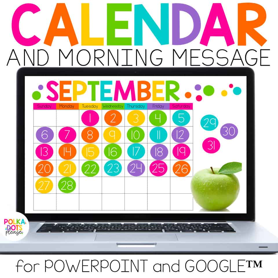 Digital Calendar and Morning Meeting Polka Dots Please