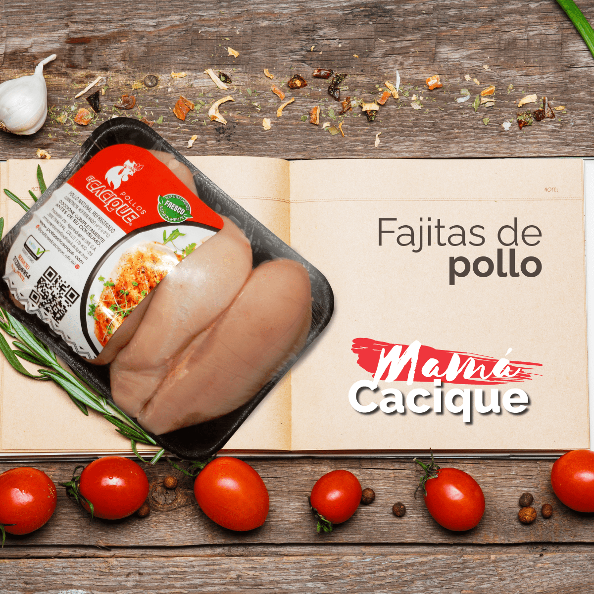 Fajitas de Pollo. Pollos el Cacique