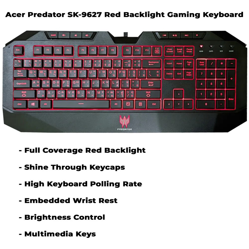 Acer Predator Gaming Keyboard And Mouse Combo | Red LED Backlight