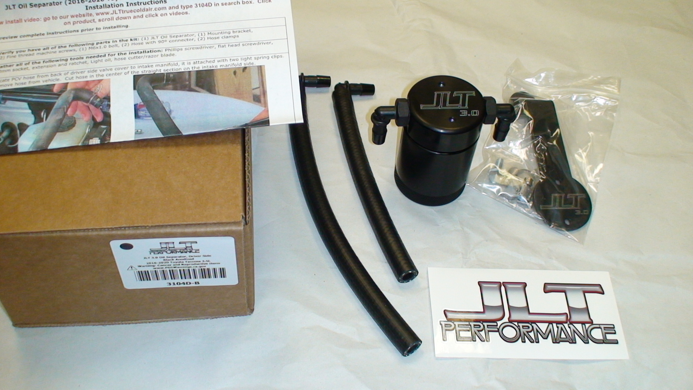 JLT black billet oil separator catch can 20162020 Toyota 3.5L