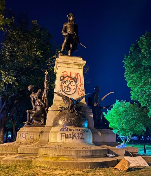 Kosciuszko Monument near the White House Devastated by Vandals
