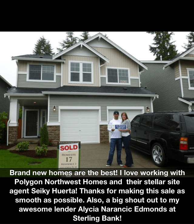 Julie and Rodolfo, new Polygon homeowners at Silver Lake Meadows