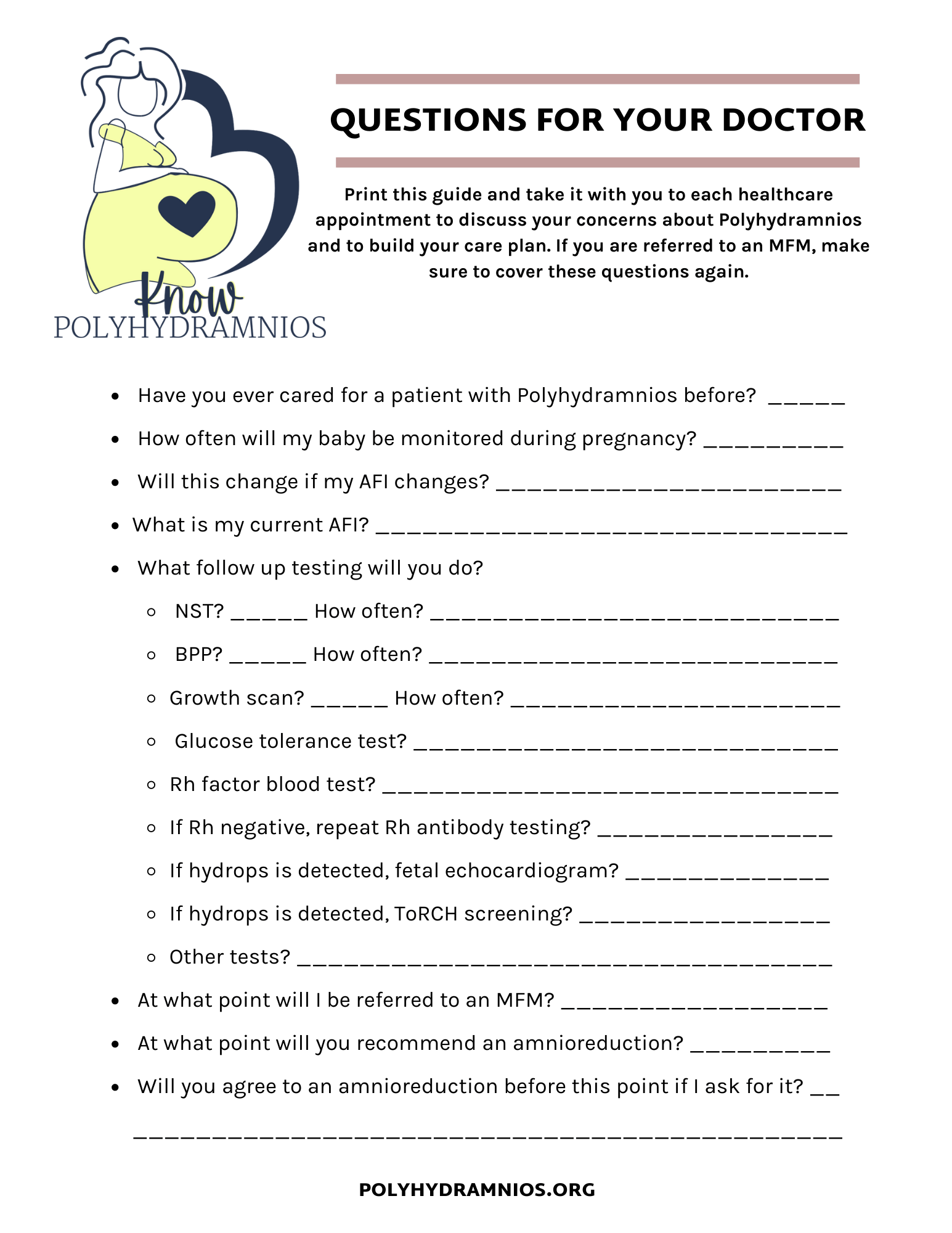 Questions for Your Doctor Know Polyhydramnios
