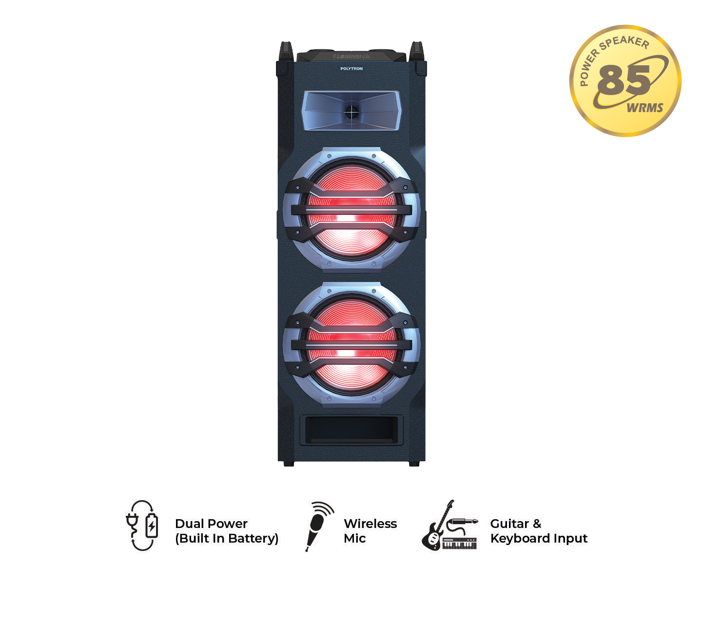 POLYTRON Portable Speaker Bluetooth Karaoke 12 Inch PTS 12KF25