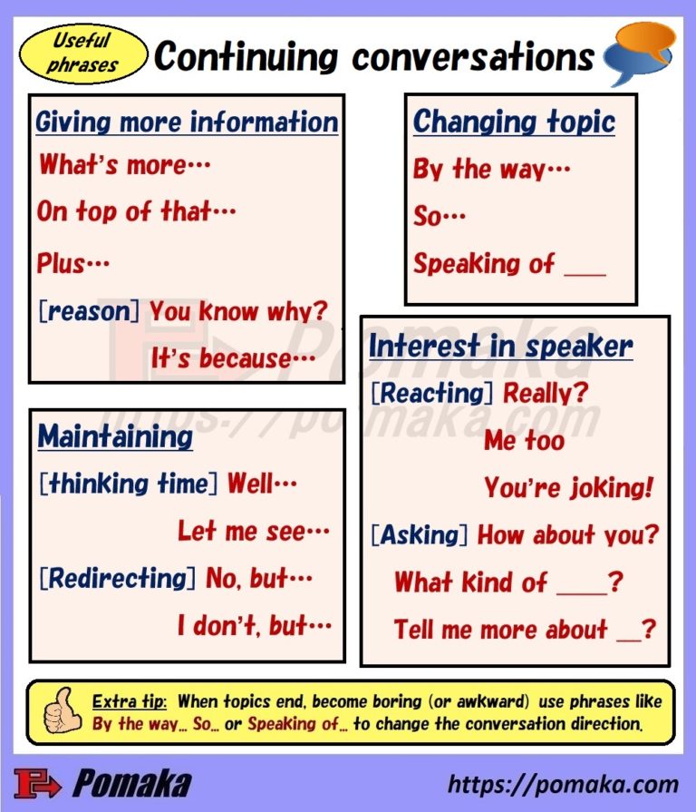 Five tips for continuing conversations Pomaka English