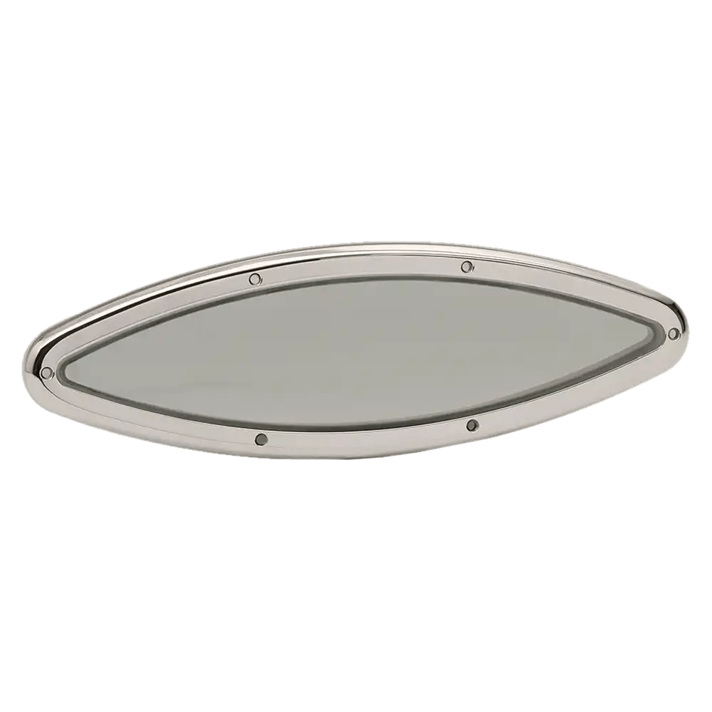 Gray Series 3 1/2" x 14" Elliptical Fixed Molded Portlight w/ SS Trim