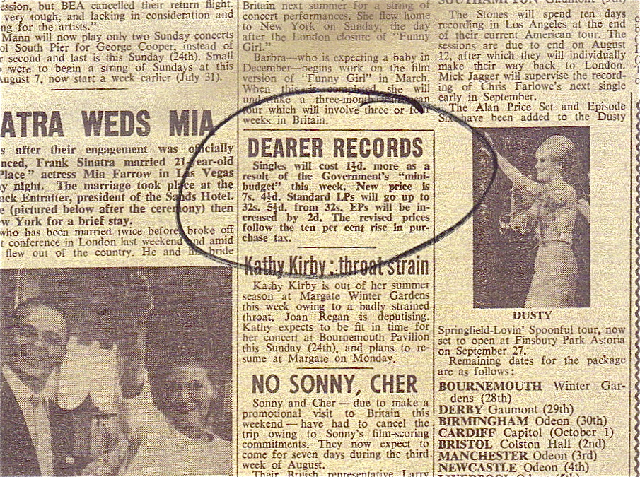 Cost of (really) Living in July 1966 POMPEY POP