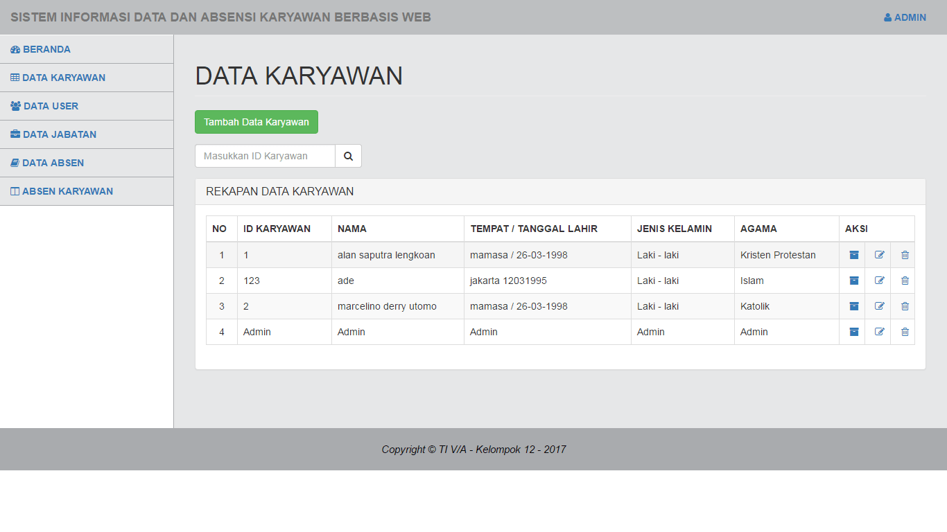 Download aplikasi sistem informasi data dan absensi