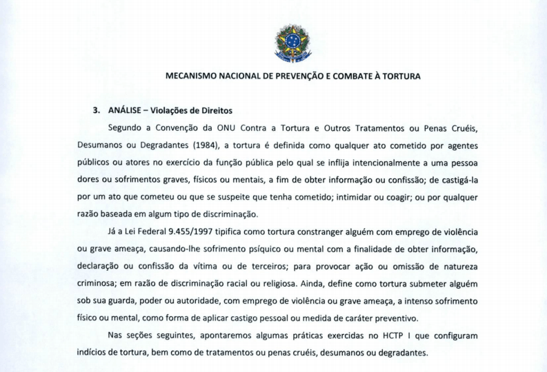 Relatório alertava governo de SP sobre tortura em
