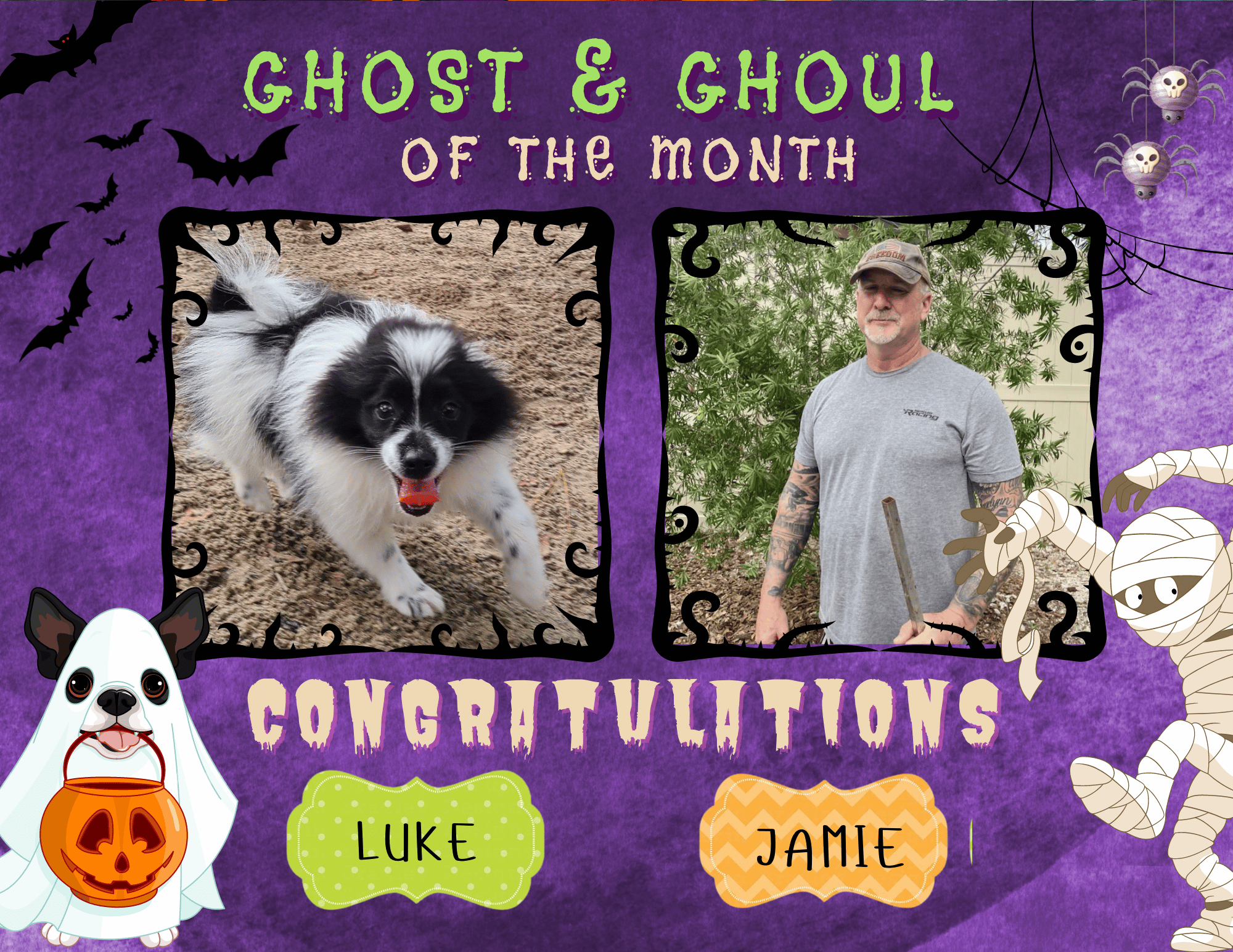 Employee of the Month and Daycare Dog of the Month Poochies