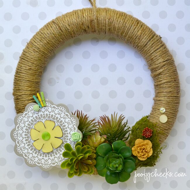 Craft DIY Spring Wreath of Fake Succulents Poofy Cheeks