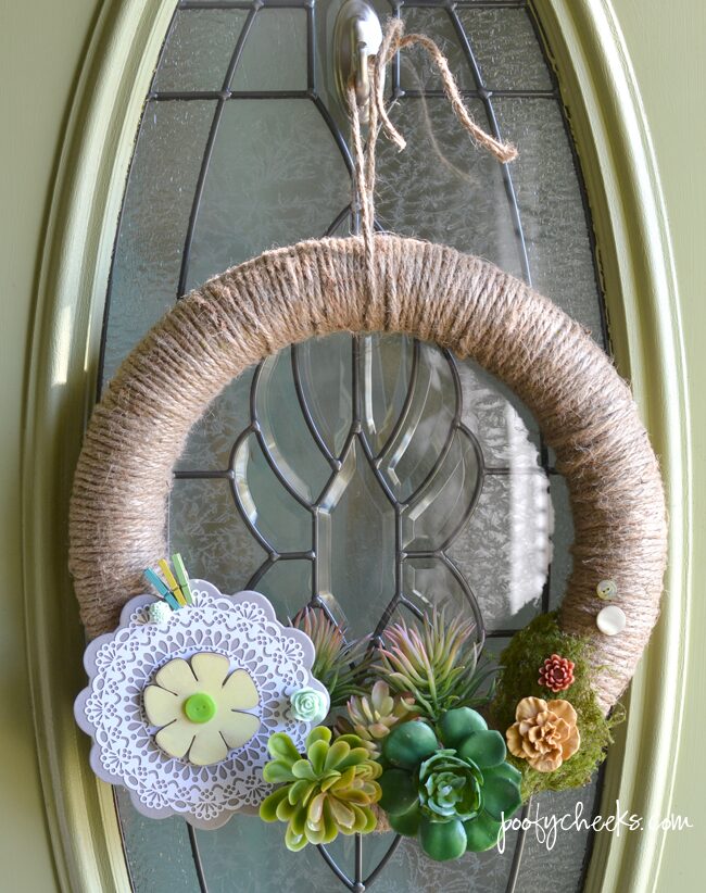 Craft DIY Spring Wreath of Fake Succulents Poofy Cheeks