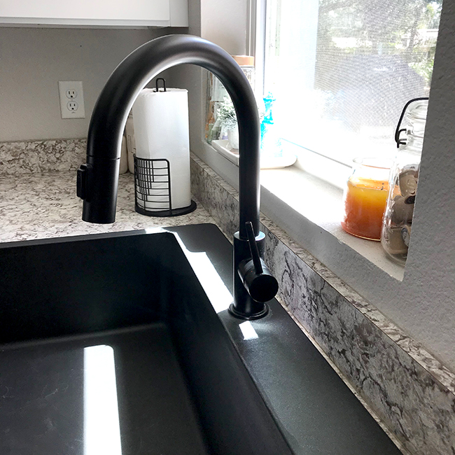 Farmhouse Sink and Faucet Black Sink and Faucet Poofy Cheeks