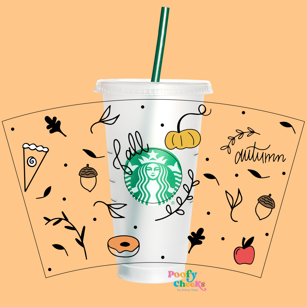 Fall Starbucks Cup Cut File Cricut and Silhouette Cameo SVG, DXF, PNG