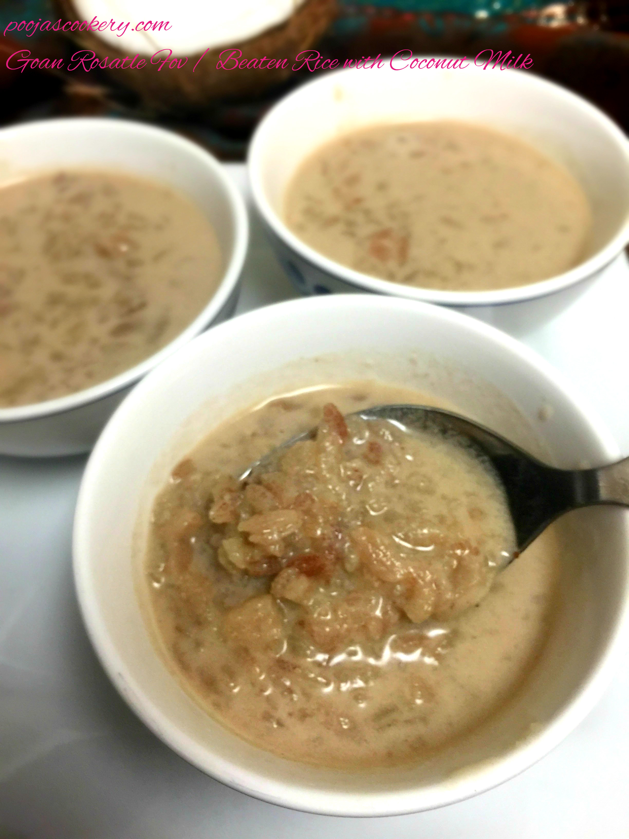 Goan Rosatle Fov / Beaten Rice with Coconut Milk Pooja's Cookery