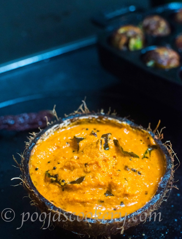 Red Coconut Chutney , Kerala Style Pooja's Cookery