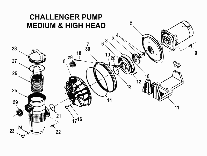 Pentair Challenger Pump, High Head, Full Rated, EE,3.0 HP, 208/230v