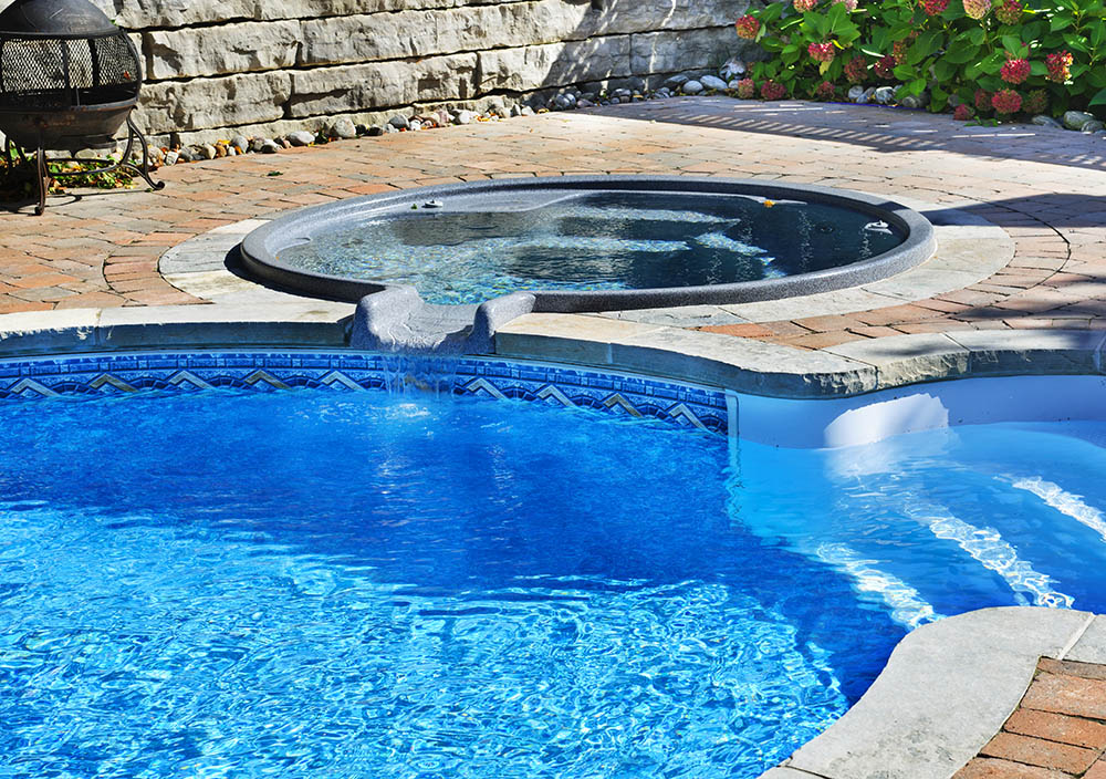 Swimming pool with hot tub Pools By Angelo