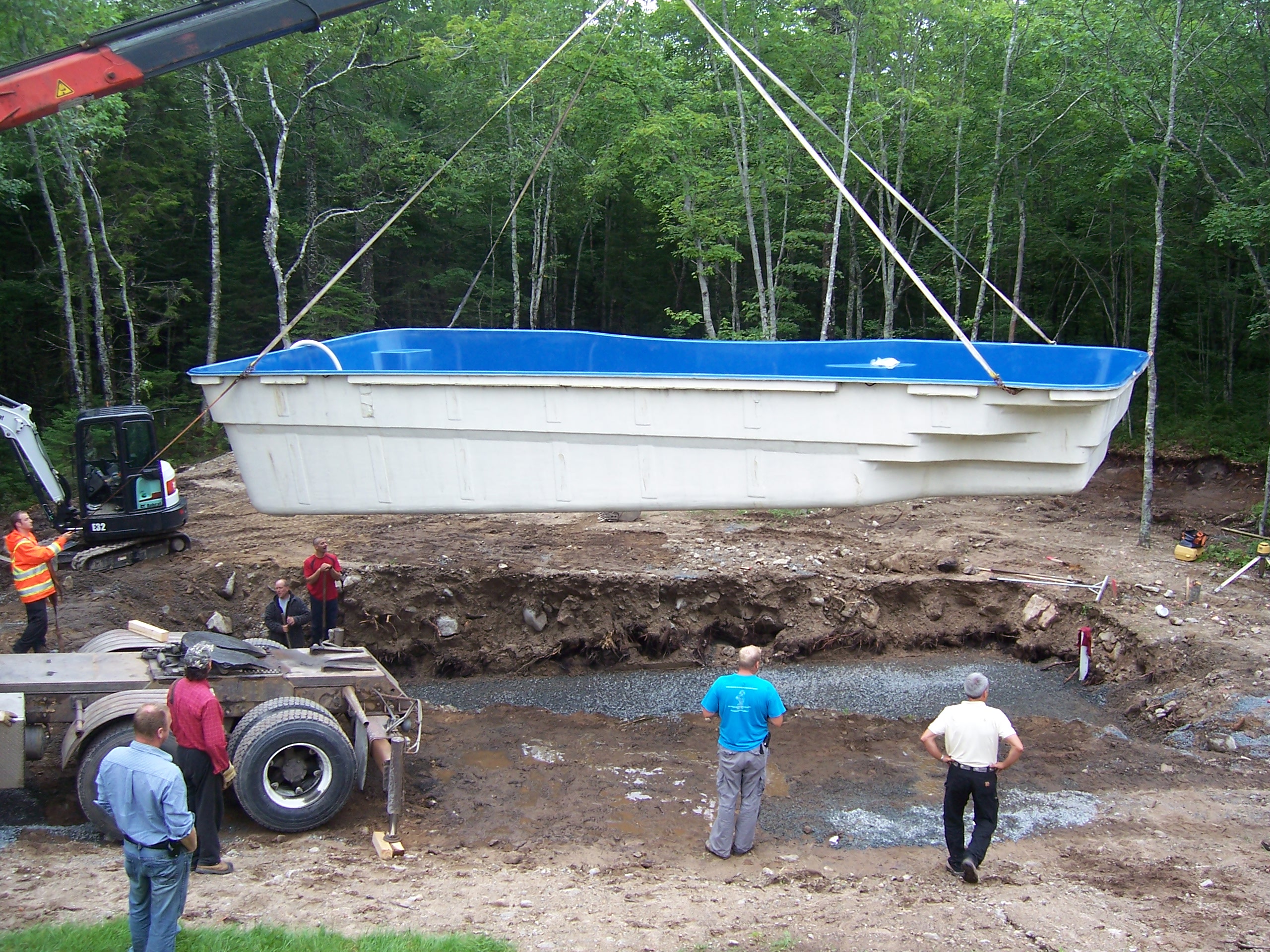 Fibreglasspoolgoingin InGround Pools Installation in Nova Scotia