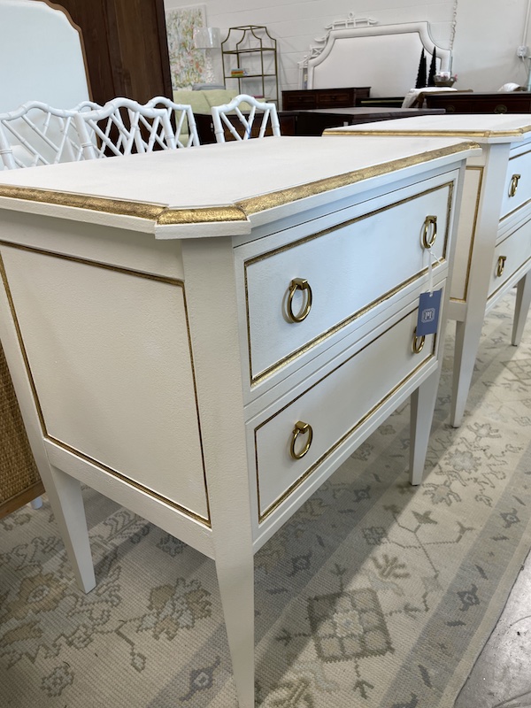NEW White and Gold Nightstands Sold as a Set Ready to Ship