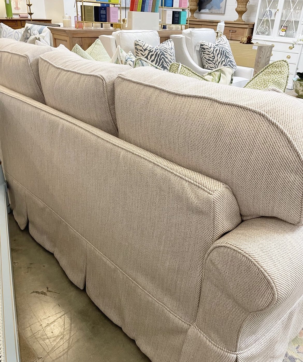 Performance fabric slipcover, three seat started sofa! Poppy's of Macon