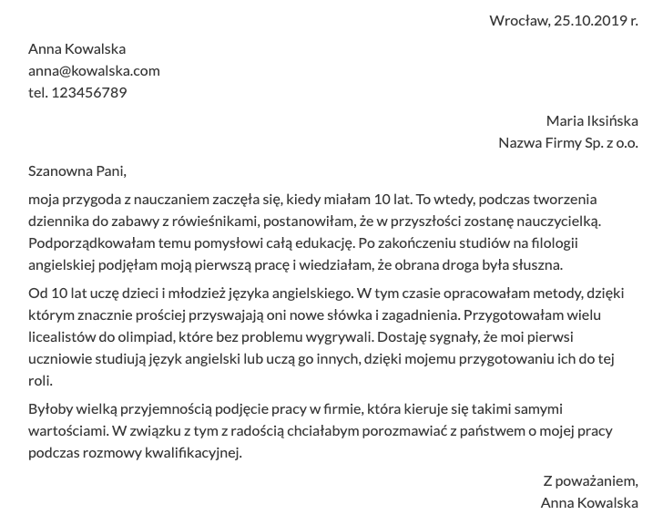 Wzor Listu Motywacyjnego Cv Wzor Pdf