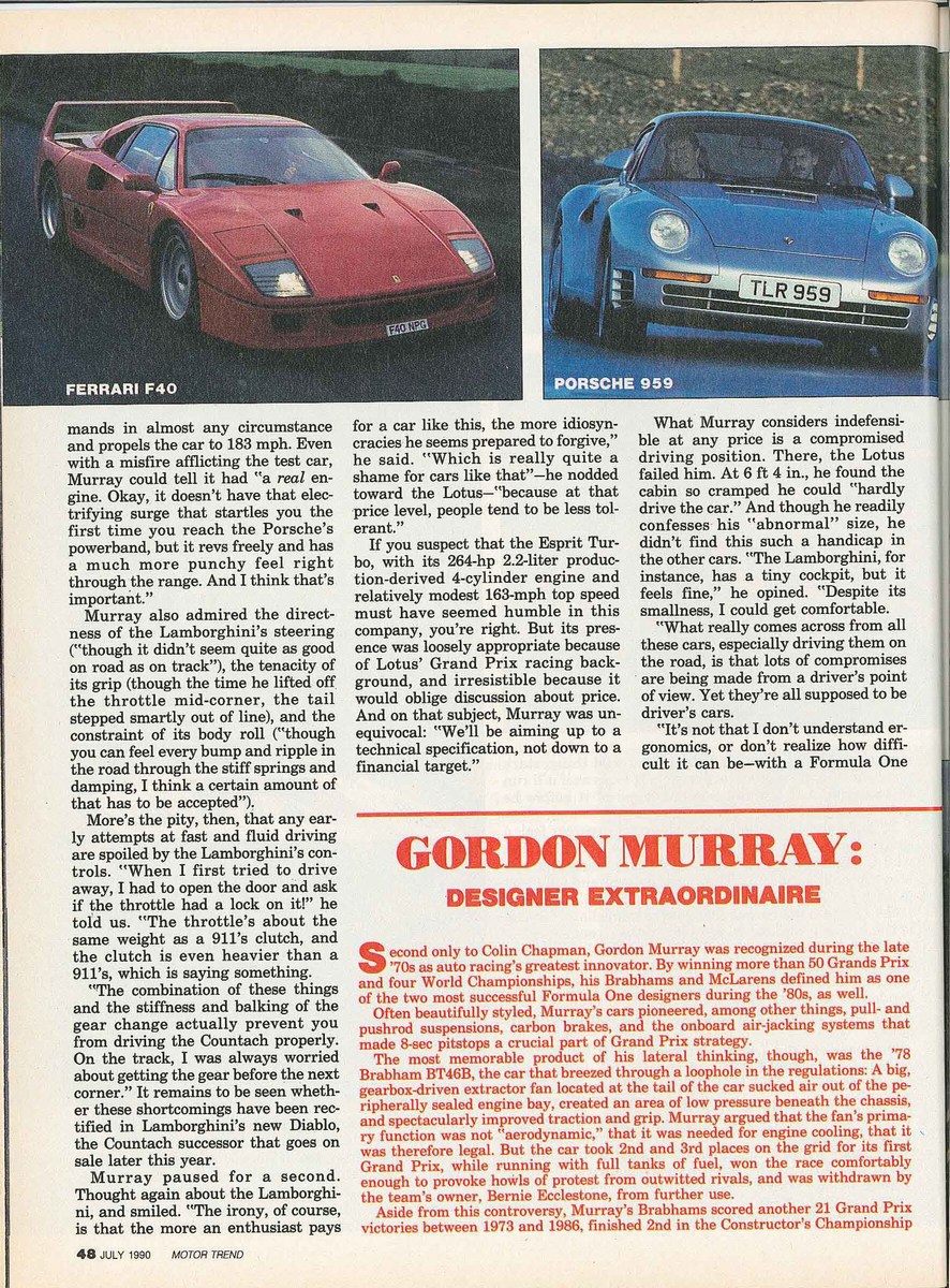 Porsche 959 vs. Ferrari F40 vs. Lambo Countach vs. Lotus