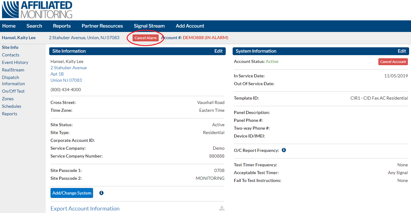 Partner Portal Guide Cancel Alarm Affiliated Portal