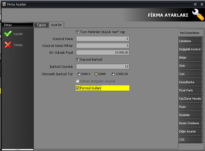Formül ile Stok Fiyatları Hesaplama Stok Aktif Barkod Portal