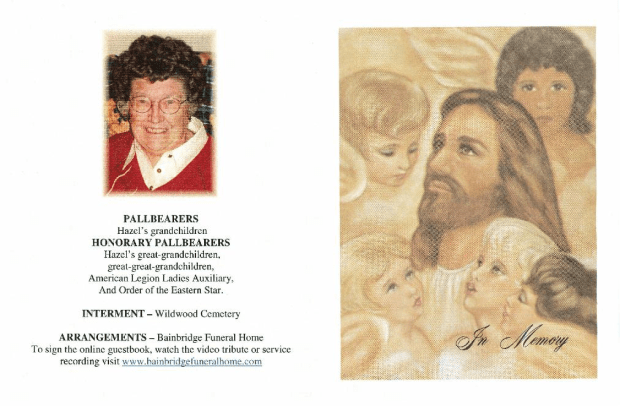 In Memory of Hazel Marion Anderson RANNEYBAINBRIDGE FUNERAL HOME