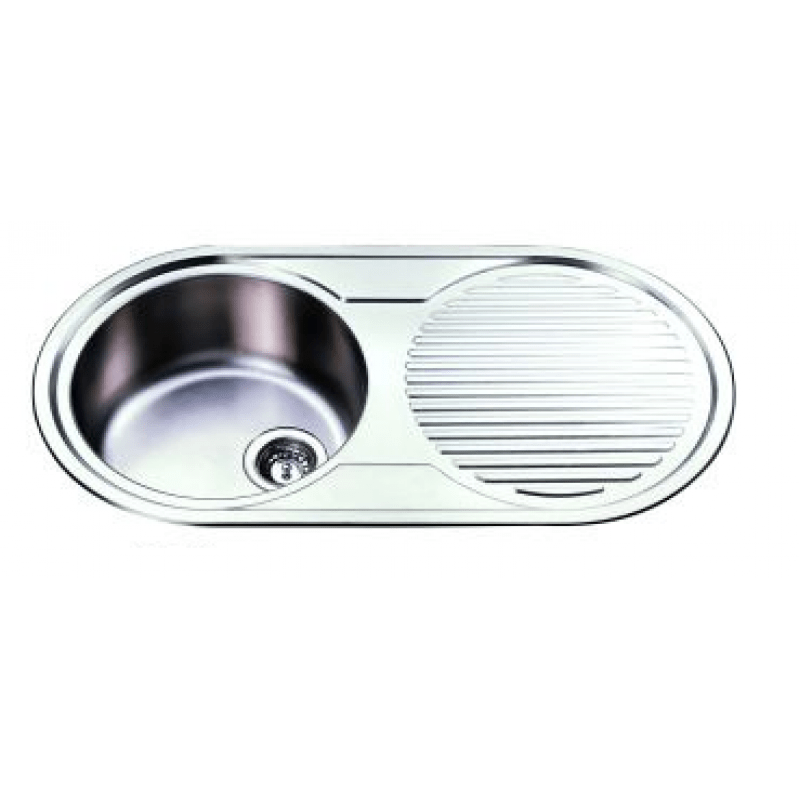 SINGLE ROUND KITCHEN SINK WITH DRAINER 915x485mm Portelli Home Centre
