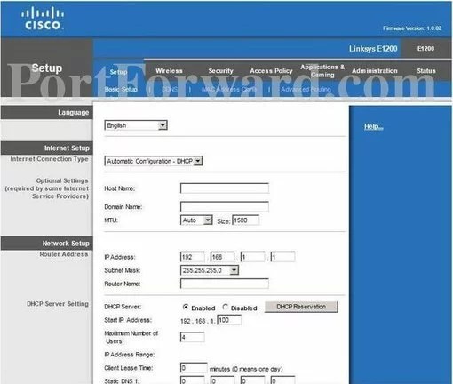 Opening Ports in a Linksys E1200 Router