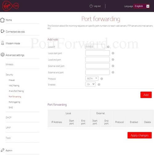 Virgin Media Hub 3.0 Router Port Forwarding Guide