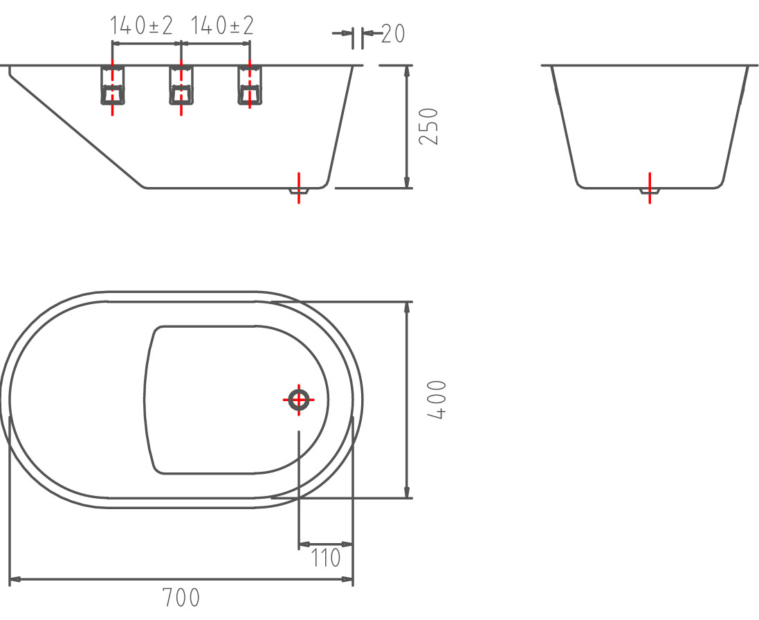 Stainless Steel Baby Bathtub for Surface Mounting PORTINOX