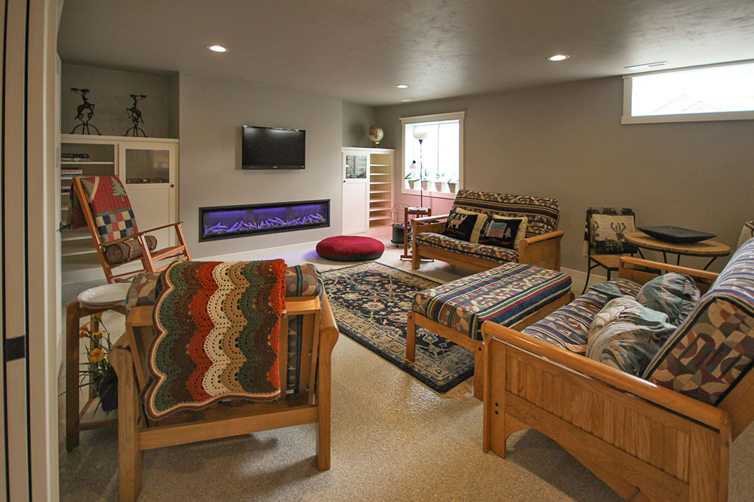 Basement Finish Includes Rec Room with Office and Full