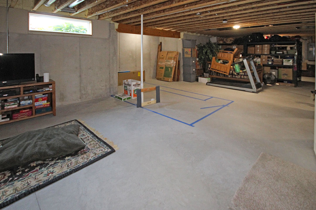 Basement Finish Includes Rec Room with Office and Full