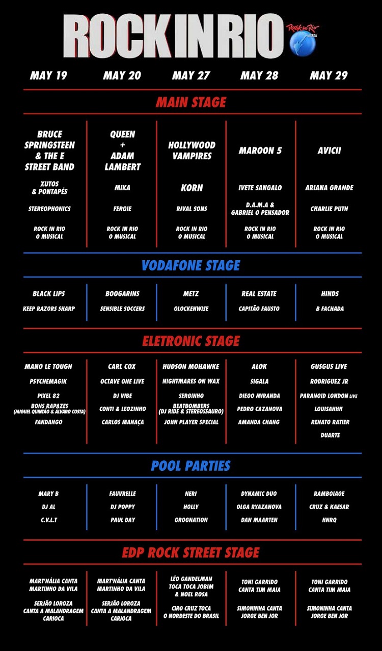 Rock in Rio Lisbon 2016 May 19, 20, 27, 28 & 29 Portugal Confidential