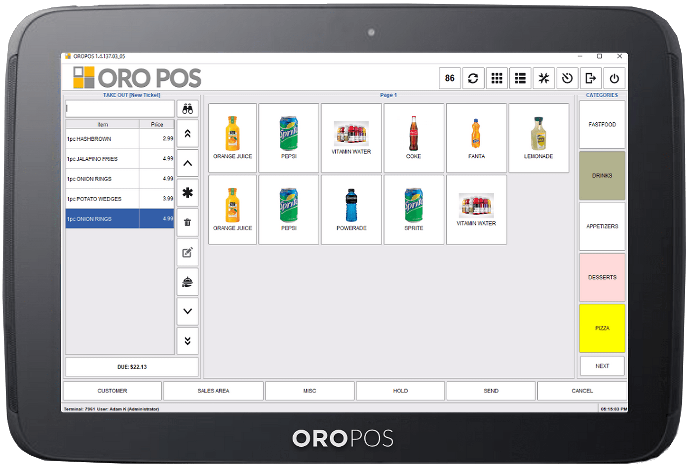 POS in a Tablet ORO POS Point of Sale ORO POS Point of Sale