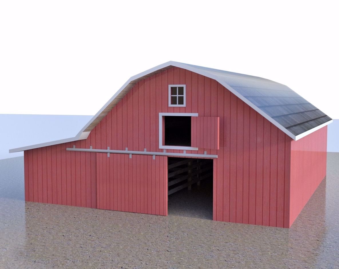 Farm Barn Building Model FBX Format 3D Building Model FBX Poser World