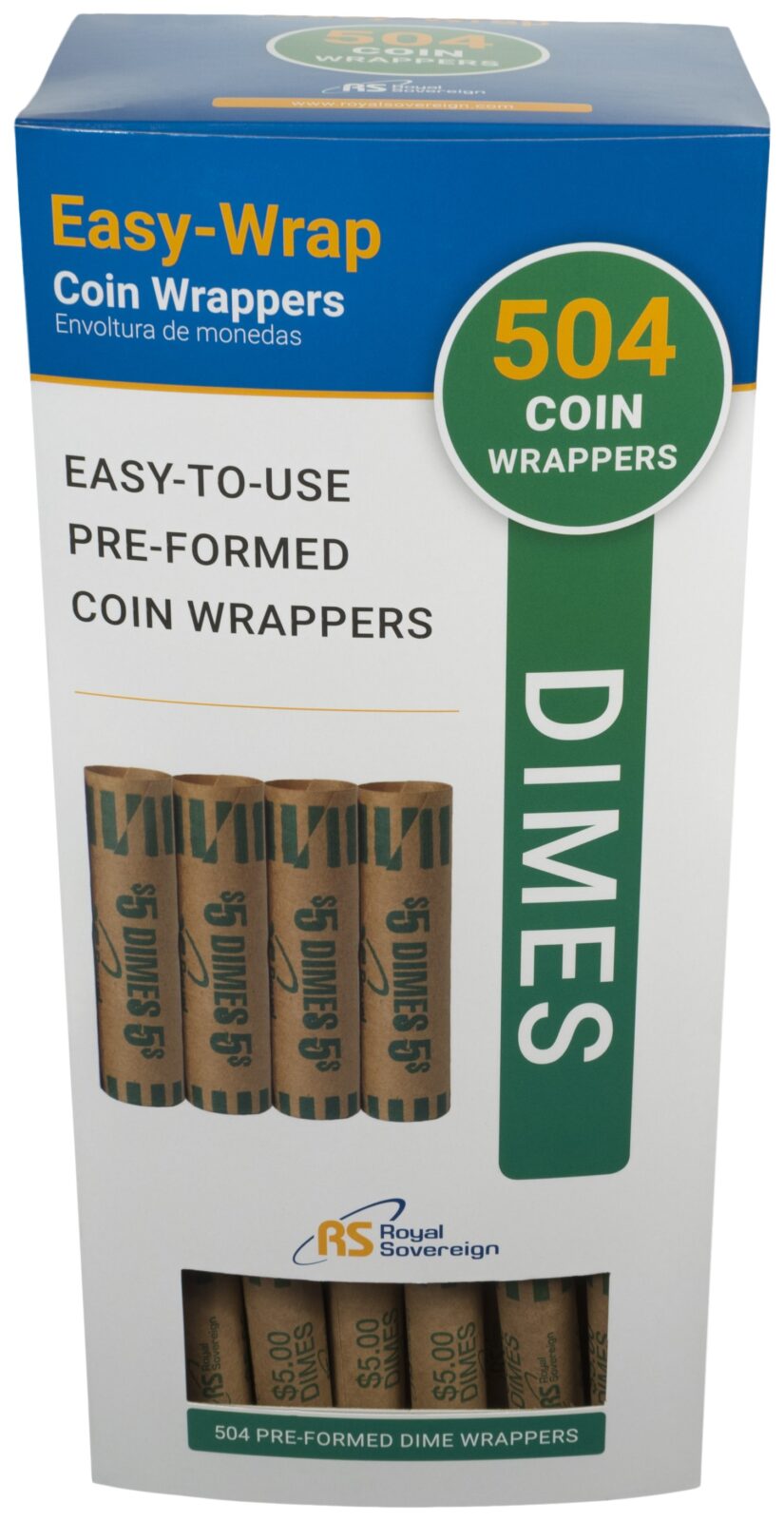 Royal Sovereign 504 Preformed Dime Coin Wrappers 5" Width 10